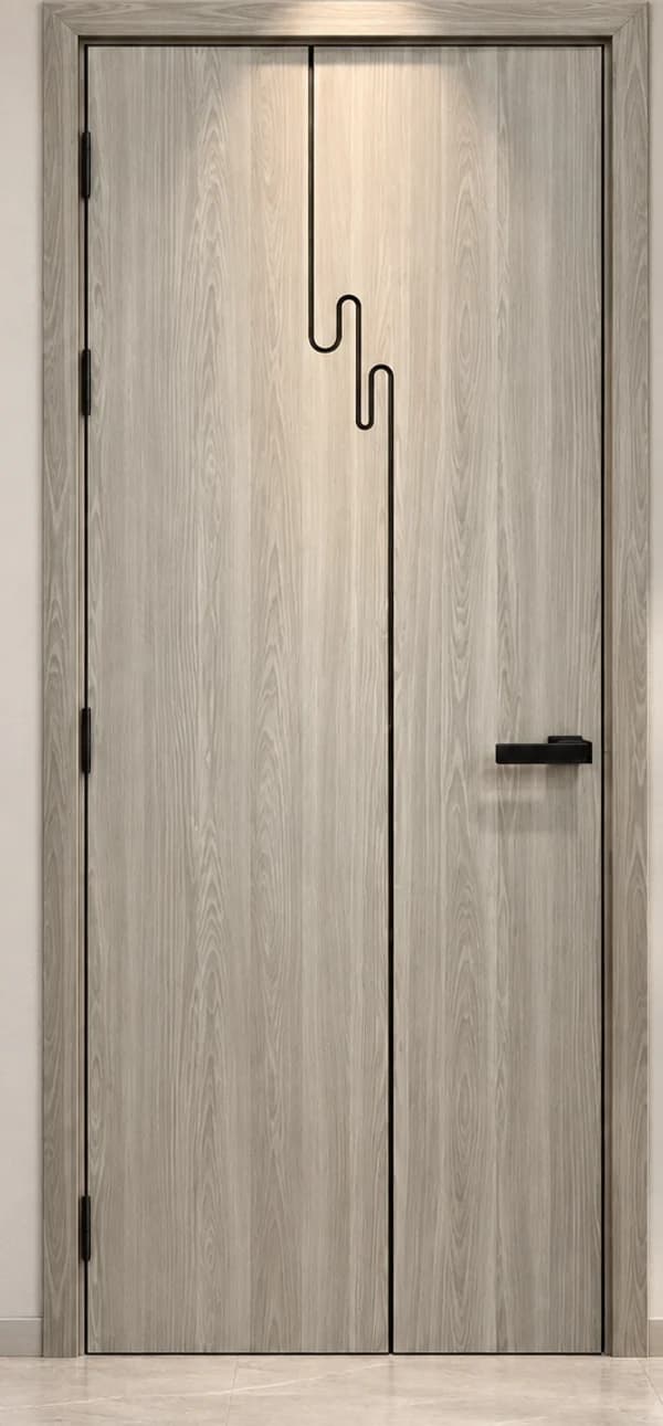 Cửa Composite vân gỗ xám chỉ dọc – Toàn bộ cửa