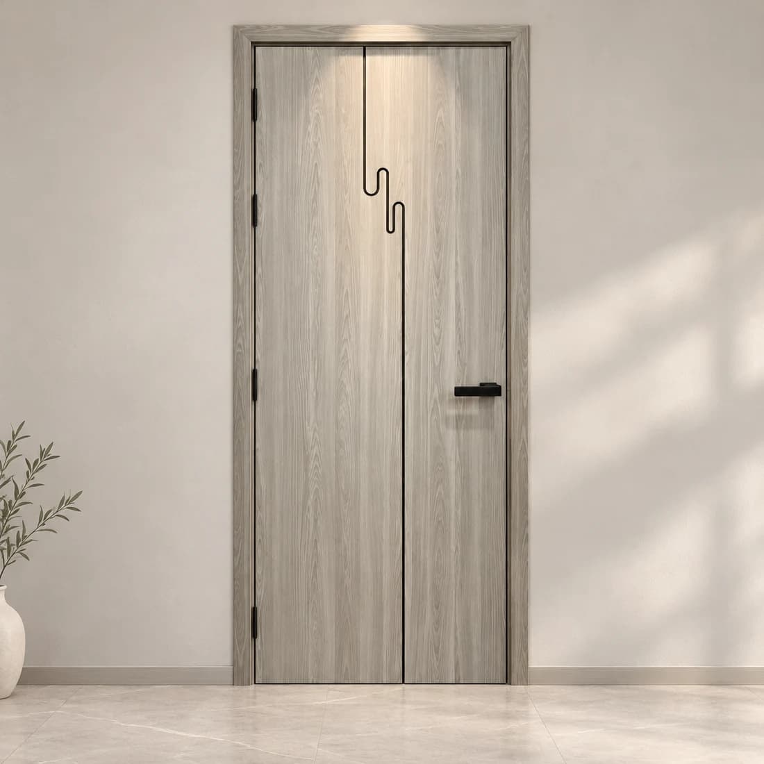Ảnh mẫu Cửa Composite vân gỗ xám chỉ dọc do Đại Lộc cung cấp