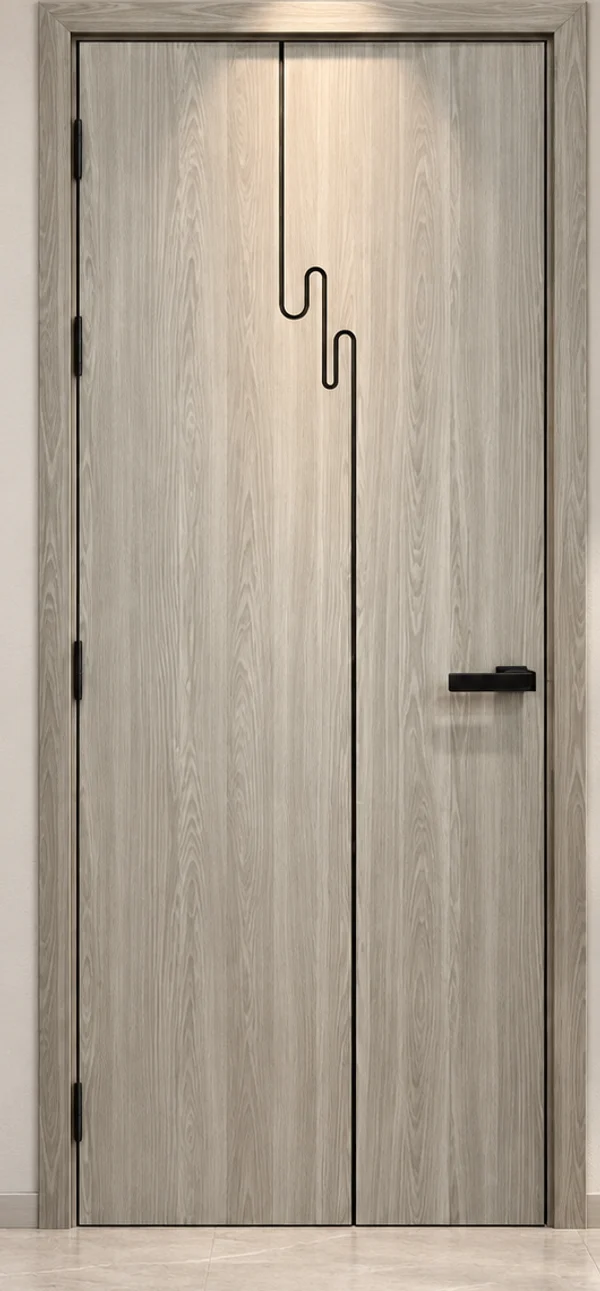 Cửa Composite vân gỗ xám chỉ dọc