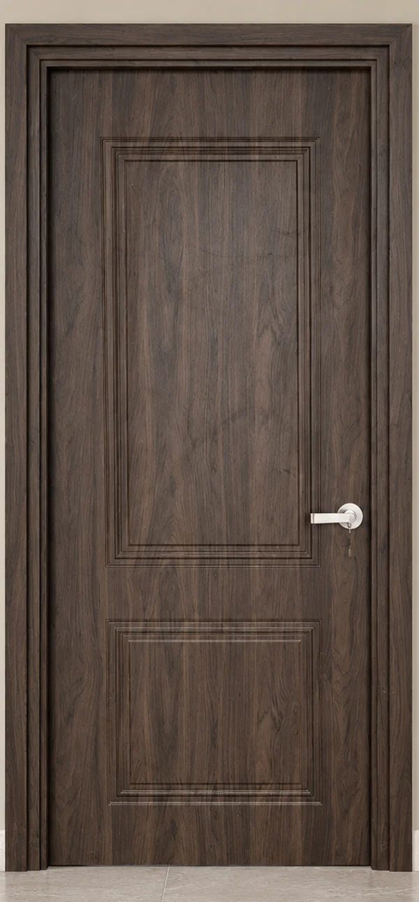 Cửa Composite vân gỗ trầm pano 2 ô